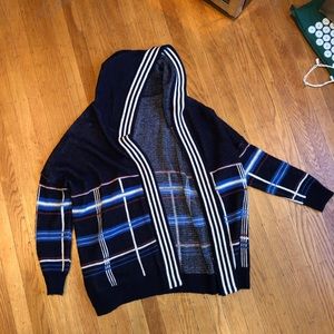 UO Ecote Plaid Open Front Hooded Cardigan